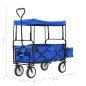 vidaXL Klappbarer Handwagen mit Sonnendach Stahl Blau vidaXL Klappbarer Handwagen mit Sonnendach Stahl Blau