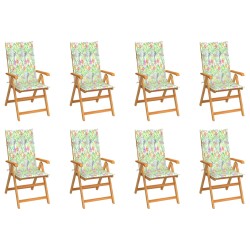 Garten-Liegestühle mit Kissen 8 Stk. Massivholz Teak