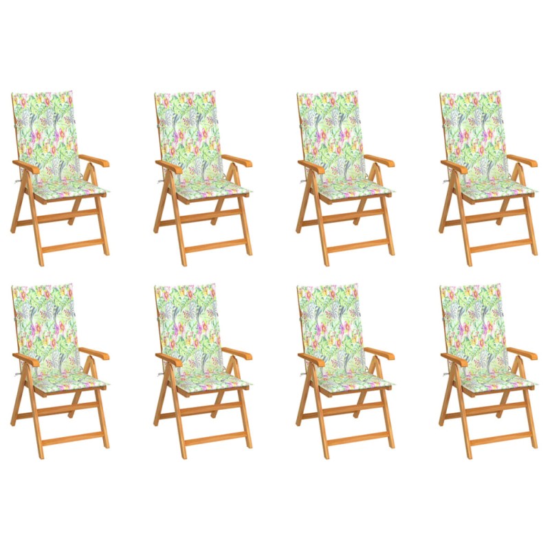 Garten-Liegestühle mit Kissen 8 Stk. Massivholz Teak Garten-Liegestühle mit Kissen 8 Stk. Massivholz Teak