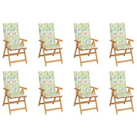 Garten-Liegestühle mit Kissen 8 Stk. Massivholz Teak