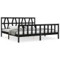 Massivholzbett mit Kopfteil Schwarz 200x200 cm Massivholzbett mit Kopfteil Schwarz 200x200 cm