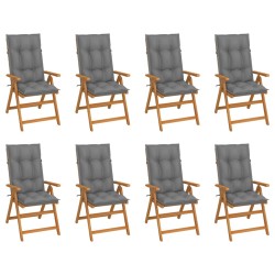 Garten-Liegestühle mit Kissen 8 Stk. Massivholz Teak