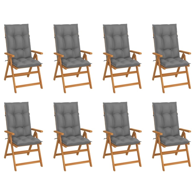Garten-Liegestühle mit Kissen 8 Stk. Massivholz Teak Garten-Liegestühle mit Kissen 8 Stk. Massivholz Teak