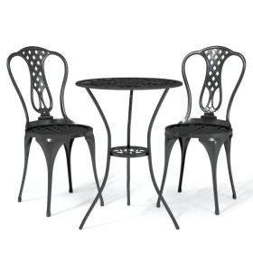 vidaXL 3-tlg. Bistro-Set Aluminiumguss Schwarz