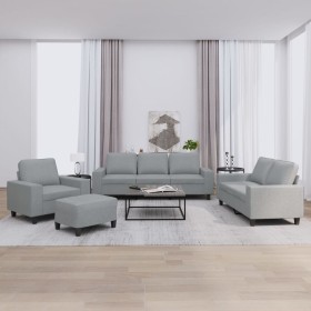 vidaXL 4-tlg. Sofagarnitur Hellgrau Stoff