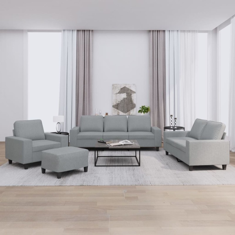 vidaXL 4-tlg. Sofagarnitur Hellgrau Stoff vidaXL 4-tlg. Sofagarnitur Hellgrau Stoff