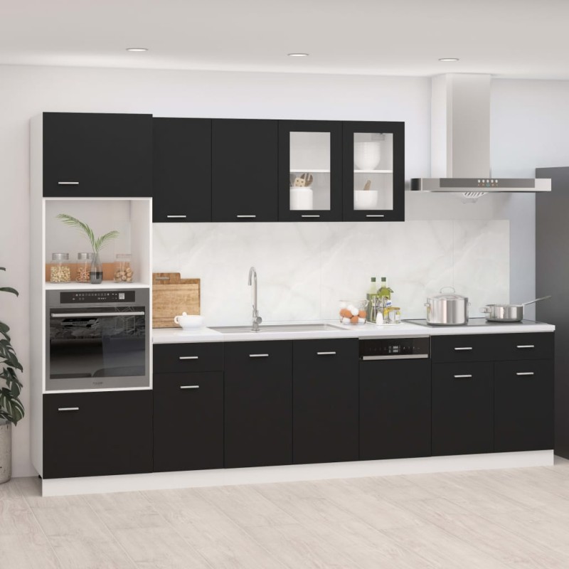 vidaXL 7-tlg. Küchenzeile Schwarz Holzwerkstoff vidaXL 7-tlg. Küchenzeile Schwarz Holzwerkstoff
