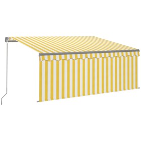 vidaXL Markise Manuell Einziehbar mit Rollo 3,5x2,5 m Gelb & Weiß