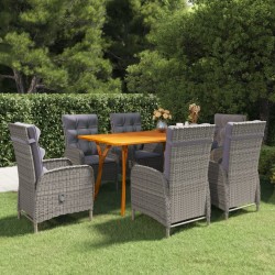 vidaXL 7-tlg. Garten-Essgruppe Grau