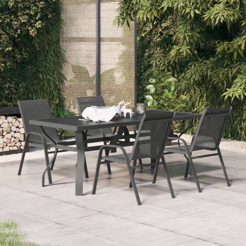 vidaXL 5-tlg. Garten-Essgruppe Grau und Schwarz vidaXL 5-tlg. Garten-Essgruppe Grau und Schwarz