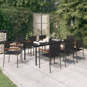 vidaXL 9-tlg. Garten-Essgruppe Schwarz