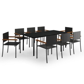 vidaXL 9-tlg. Garten-Essgruppe Schwarz