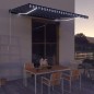 vidaXL Markise Manuell Einziehbar mit LED 450x300 cm Blau & Weiß vidaXL Markise Manuell Einziehbar mit LED 450x300 cm Blau & Weiß