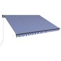 vidaXL Markise Manuell Einziehbar mit LED 450x300 cm Blau & Weiß vidaXL Markise Manuell Einziehbar mit LED 450x300 cm Blau & Weiß