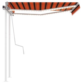 vidaXL Markise Manuell Einziehbar mit LED 3,5x2,5 m Orange Braun