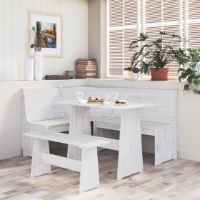 vidaXL Eckbank 151 cm Weiß Massivholz Kiefer