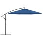 vidaXL Ampelschirm mit LED-Leuchten Azurblau 350 cm vidaXL Ampelschirm mit LED-Leuchten Azurblau 350 cm