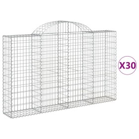 vidaXL Gabionen mit Hochbogen 30Stk. 200x30x120/140cm Verzinktes Eisen