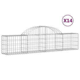 vidaXL Gabionen mit Hochbogen 14 Stk. 200x30x40/60 cm Verzinktes Eisen