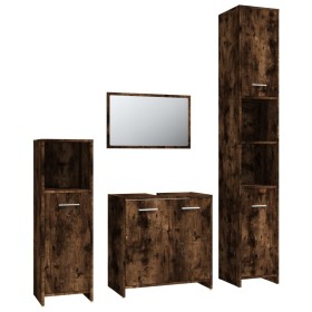 vidaXL 4-tlg. Badmöbel-Set Räuchereiche Holzwerkstoff