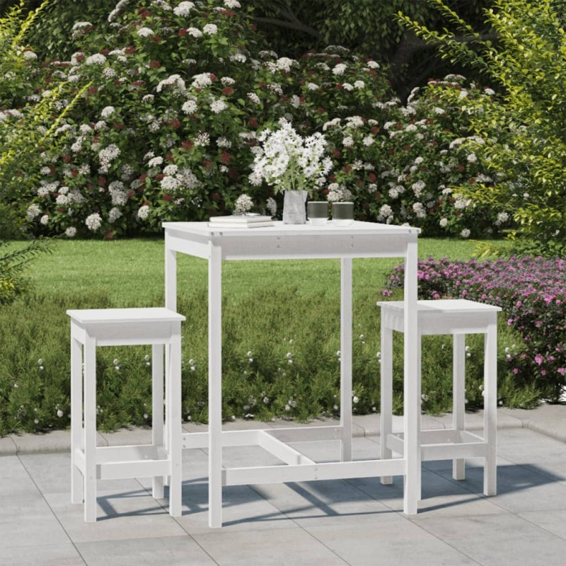vidaXL 3-tlg. Gartenbar-Set Weiß Massivholz Kiefer vidaXL 3-tlg. Gartenbar-Set Weiß Massivholz Kiefer