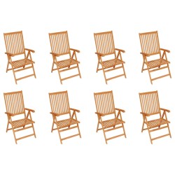 Garten-Liegestühle mit Kissen 8 Stk. Massivholz Teak