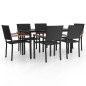 vidaXL 7-tlg. Garten-Essgruppe Schwarz Poly Rattan vidaXL 7-tlg. Garten-Essgruppe Schwarz Poly Rattan