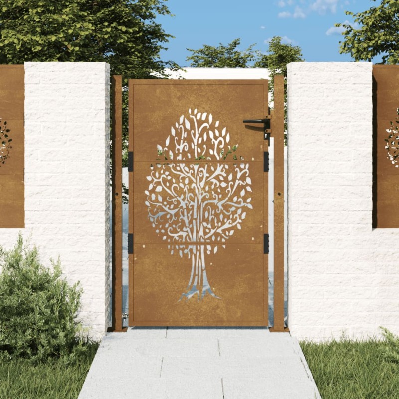 vidaXL Gartentor 105x130 cm Cortenstahl Baum-Design vidaXL Gartentor 105x130 cm Cortenstahl Baum-Design
