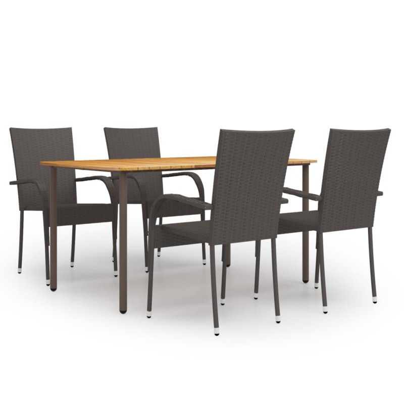 5-tlg. Garten-Essgruppe Poly Rattan Braun 5-tlg. Garten-Essgruppe Poly Rattan Braun
