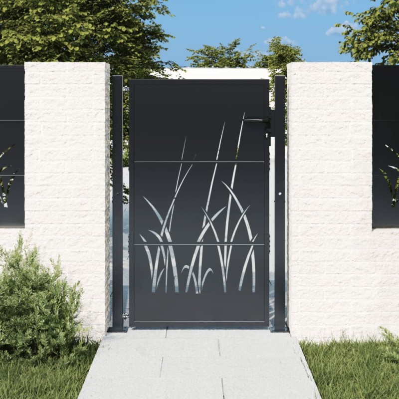 vidaXL Gartentor Anthrazit 105x155 cm Stahl Gras-Design vidaXL Gartentor Anthrazit 105x155 cm Stahl Gras-Design