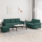 vidaXL 3-tlg. Sofagarnitur mit Kissen Dunkelgrün Samt vidaXL 3-tlg. Sofagarnitur mit Kissen Dunkelgrün Samt