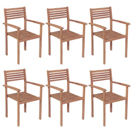 vidaXL Stapelbare Gartenstühle 6 Stk. Massivholz Teak