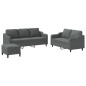 vidaXL 3-tlg. Sofagarnitur mit Kissen Dunkelgrau Stoff vidaXL 3-tlg. Sofagarnitur mit Kissen Dunkelgrau Stoff