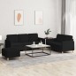 vidaXL 3-tlg. Sofagarnitur mit Kissen Schwarz Stoff vidaXL 3-tlg. Sofagarnitur mit Kissen Schwarz Stoff