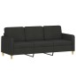 vidaXL 3-tlg. Sofagarnitur mit Kissen Schwarz Stoff vidaXL 3-tlg. Sofagarnitur mit Kissen Schwarz Stoff