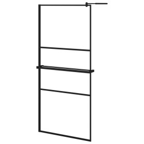 vidaXL Duschwand mit Ablage für Walk-In-Dusche Schwarz 90x195 cm ESG