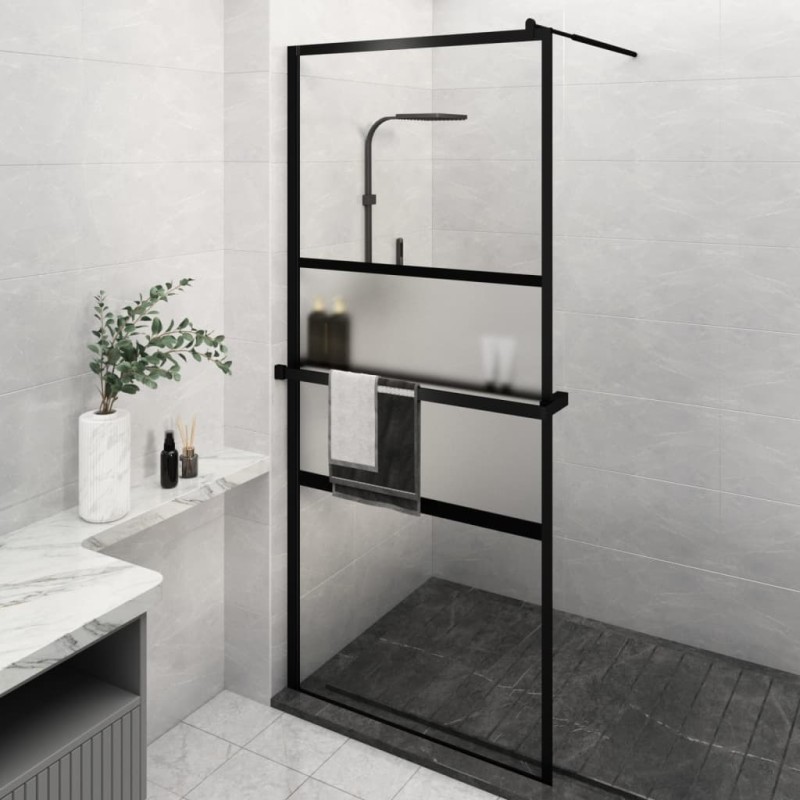 vidaXL Duschwand mit Ablage für Walk-In-Dusche Schwarz 100x195 cm ESG vidaXL Duschwand mit Ablage für Walk-In-Dusche Schwarz 100x195 cm ESG
