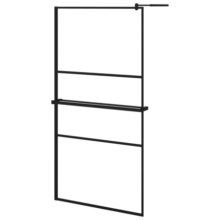 vidaXL Duschwand mit Ablage für Walk-In-Dusche Schwarz 100x195 cm ESG
