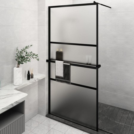 vidaXL Duschwand mit Ablage für Walk-In-Dusche Schwarz 115x195 cm ESG
