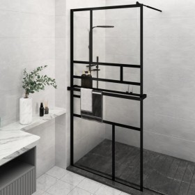 vidaXL Duschwand mit Ablage für Walk-In-Dusche Schwarz 115x195 cm ESG