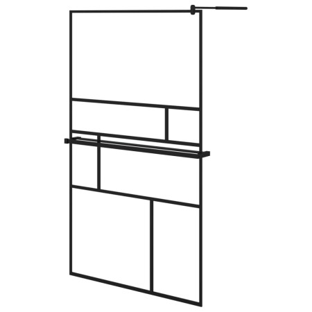 vidaXL Duschwand mit Ablage für Walk-In-Dusche Schwarz 115x195 cm ESG