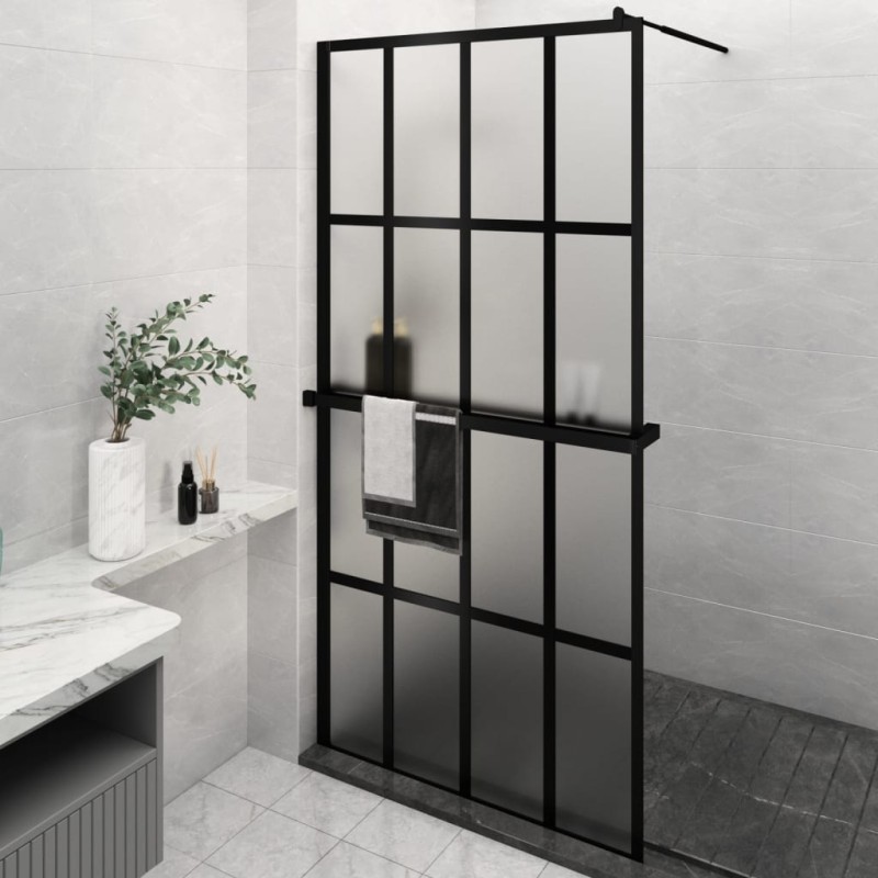 vidaXL Duschwand mit Ablage für Walk-In-Dusche Schwarz 118x190 cm ESG vidaXL Duschwand mit Ablage für Walk-In-Dusche Schwarz 118x190 cm ESG