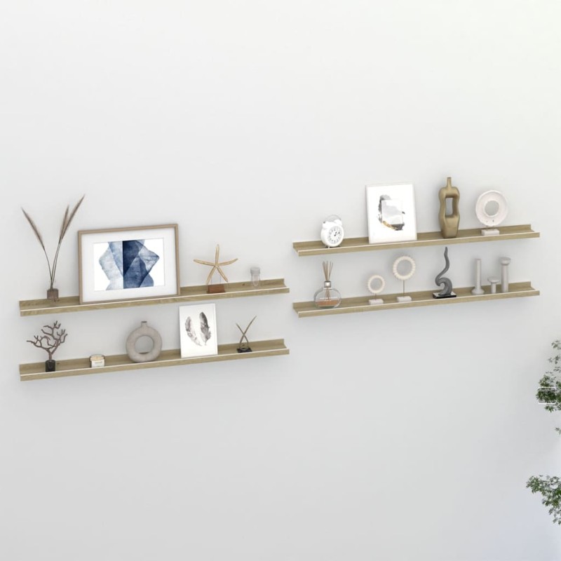 vidaXL Wandregale 4 Stk. Weiß und Sonoma-Eiche 100x9x3 cm vidaXL Wandregale 4 Stk. Weiß und Sonoma-Eiche 100x9x3 cm