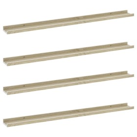 vidaXL Wandregale 4 Stk. Weiß und Sonoma-Eiche 100x9x3 cm