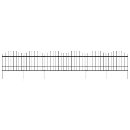 vidaXL Gartenzaun mit Speerspitzen Stahl (1,5 - 1,75) x 10,2 m Schwarz