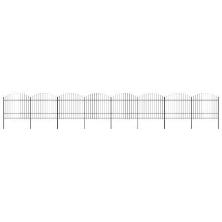 vidaXL Gartenzaun mit Speerspitzen Stahl (1,5 - 1,75) x 13,6 m Schwarz