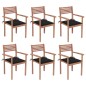 Stapelbare Gartenstühle mit Kissen 6 Stk. Massivholz Teak Stapelbare Gartenstühle mit Kissen 6 Stk. Massivholz Teak