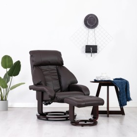vidaXL Fernsehsessel mit Fußhocker Braun Kunstleder