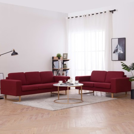 vidaXL 2-tlg. Sofagarnitur Stoff Weinrot