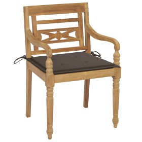 vidaXL Batavia-Stühle 2 Stk. mit Taupe Kissen Teak Massivholz